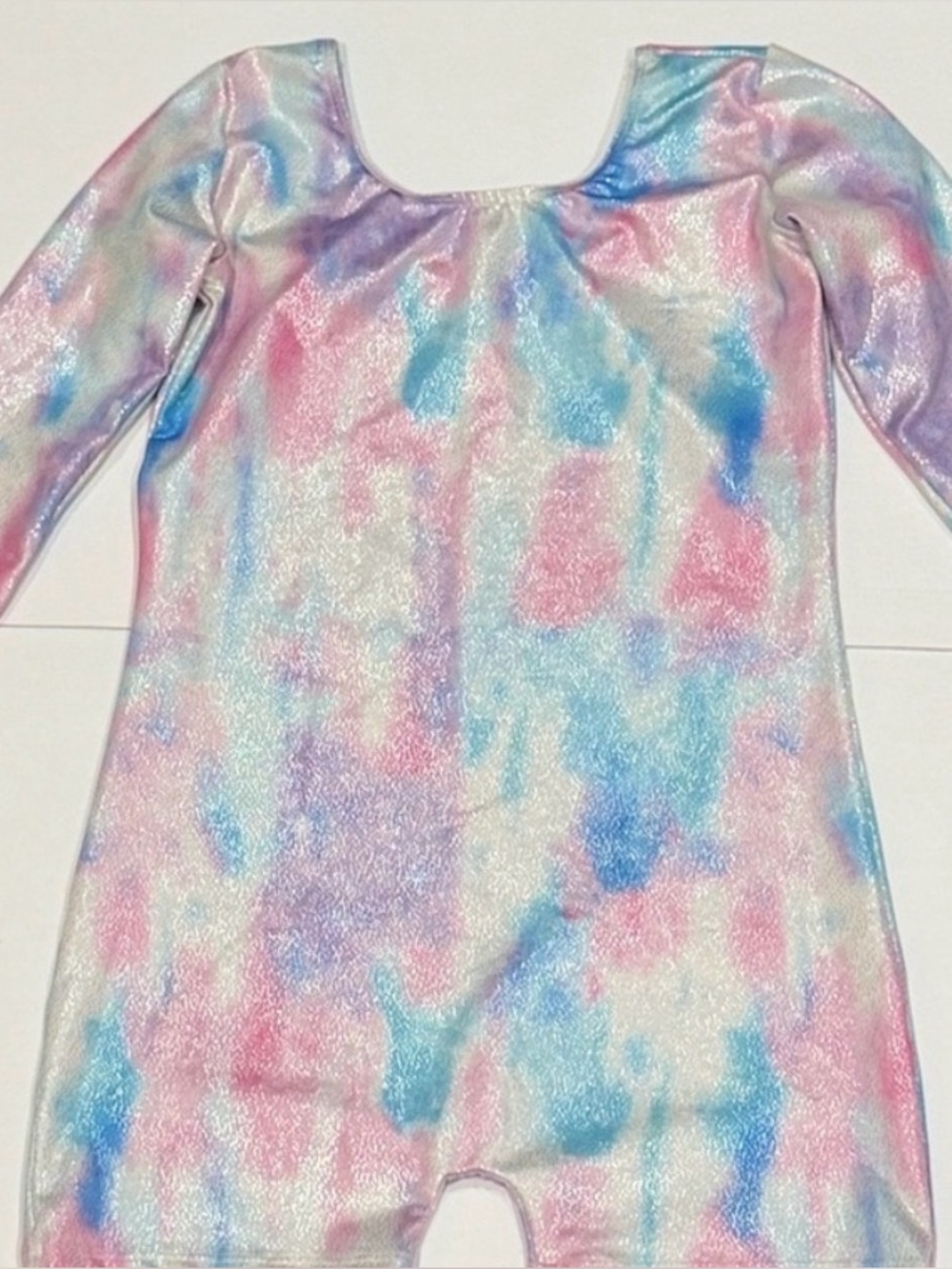 Iridescent Pastel Tie-Dye Long Sleeve Leotard Romper